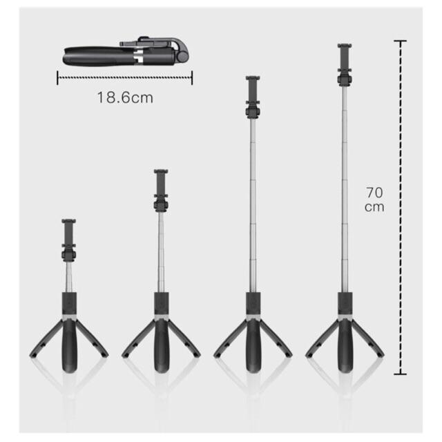 Gậy Tự Sướng Bluetooth Selfie Stick Tripod L01 Có Chân Chụp Ảnh Cao Cấp màu đen, hàng chính hãng