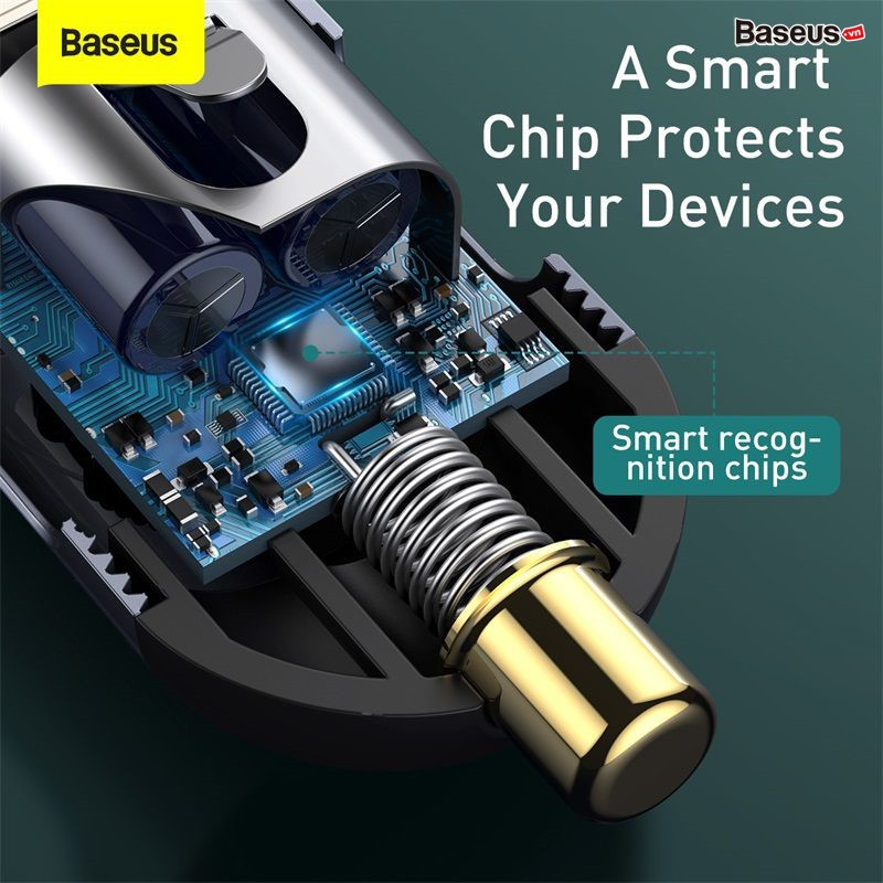 Tẩu sạc nhanh mở rộng 4 Port Baseus Share Together Extention Car Charger 120W - hàng chính hãng