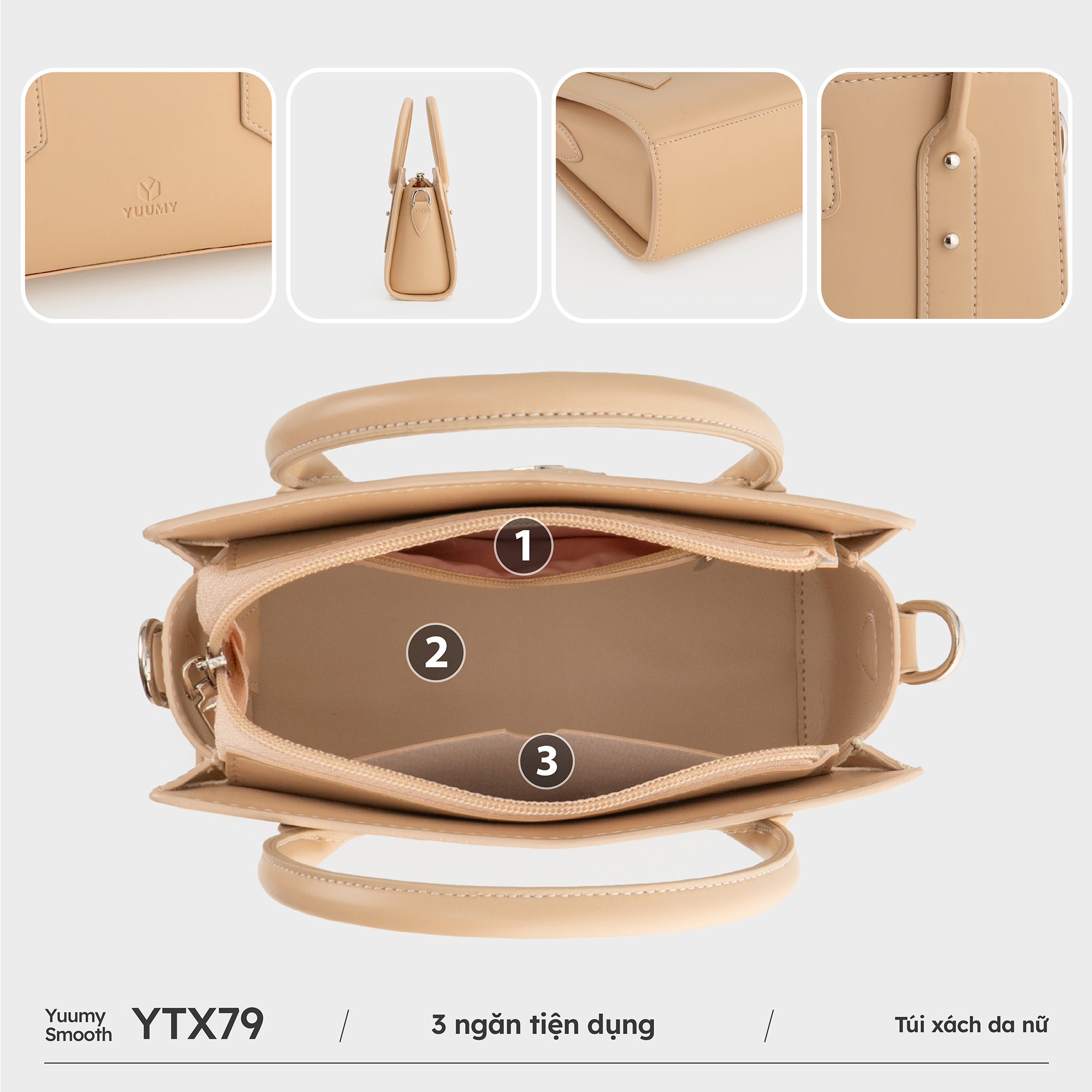 Túi Yuumy ( Thời trang nữ thiết kế sang trọng size 21 - Túi xách da Smooth YTX79 )