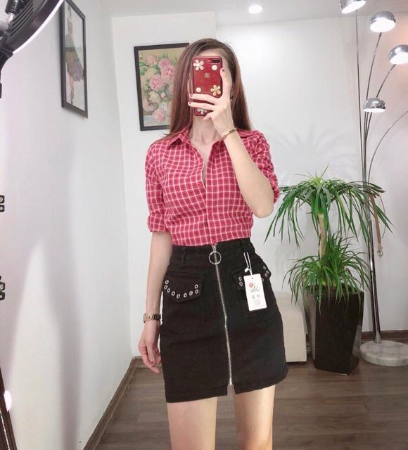 Áo sơ mi kẻ cổ đức dài tay thiết kế