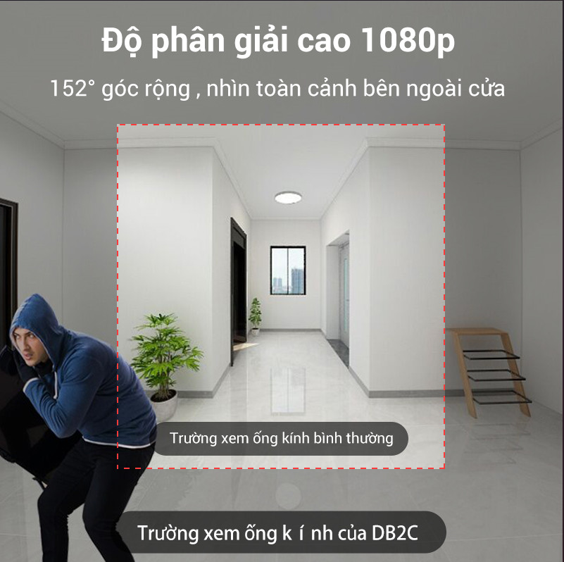 Bộ Chuông EZVIZ WI-FI DB2C, 1080p, Không Dây, Kèm Chuông Báo, Pin xạc 5200mAh--Hàng Chính Hãng