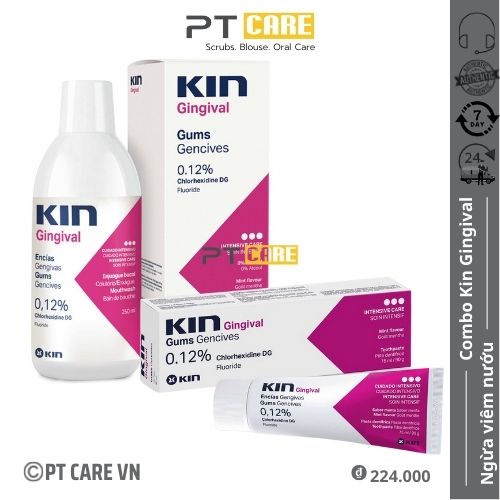 Combo Nước Súc Miệng Và Kem Đánh Răng Kin Gingival 250ml/75ml Ngăn Ngừa Viêm Nướu