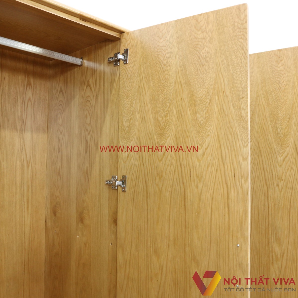 Tủ Quần Áo 3 Cánh Gỗ Tự Nhiên Màu Sồi Chân Cao Hiện Đại Đẹp Giá Rẻ