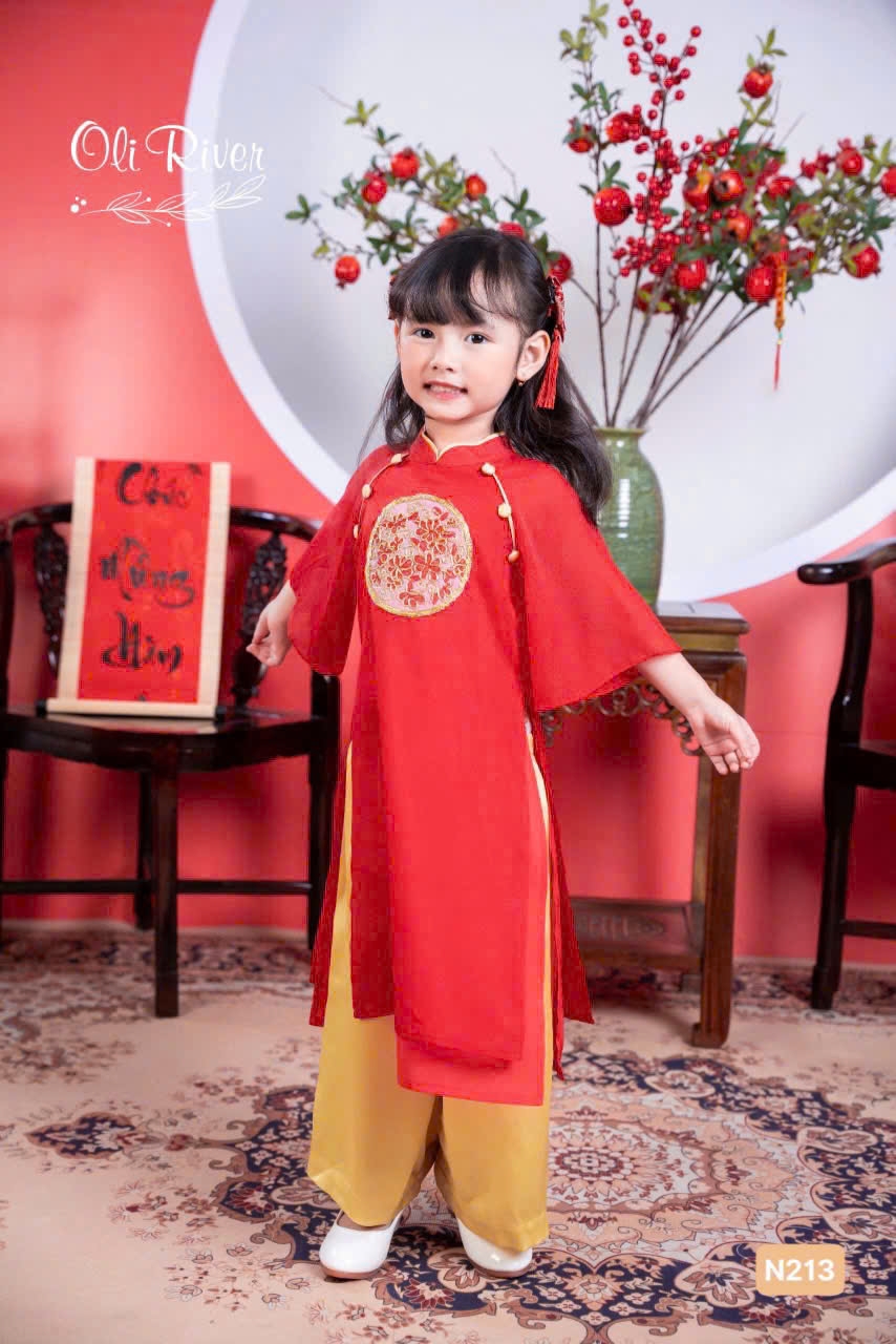Bộ áo dài tết cho bé gái 12-40kg diện lễ tết noel giáng sinh năm mới