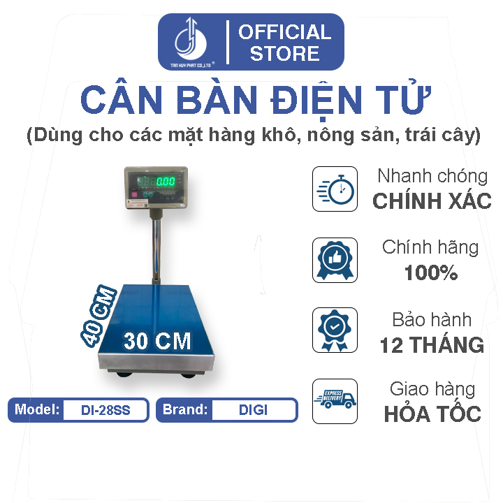 Cân Bàn Điện Tử DI28SS - Mặt Bàn Cân 300X400MM