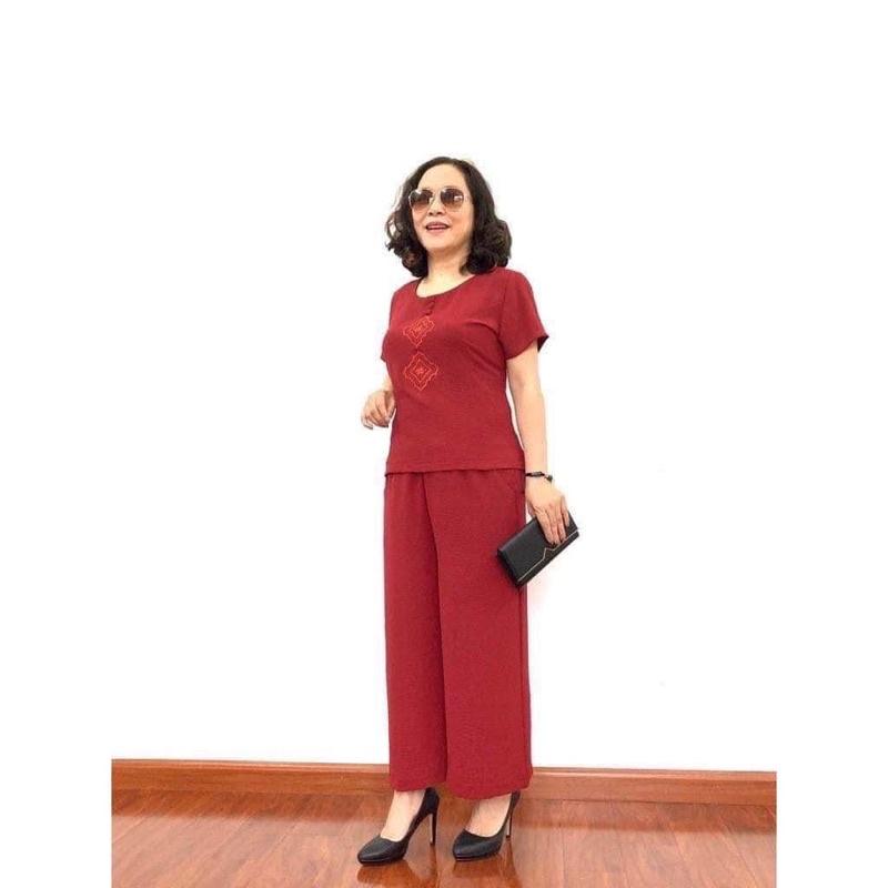 ️Đồ trung niên️Bộ đũi thêu cúc bọc cao cấp