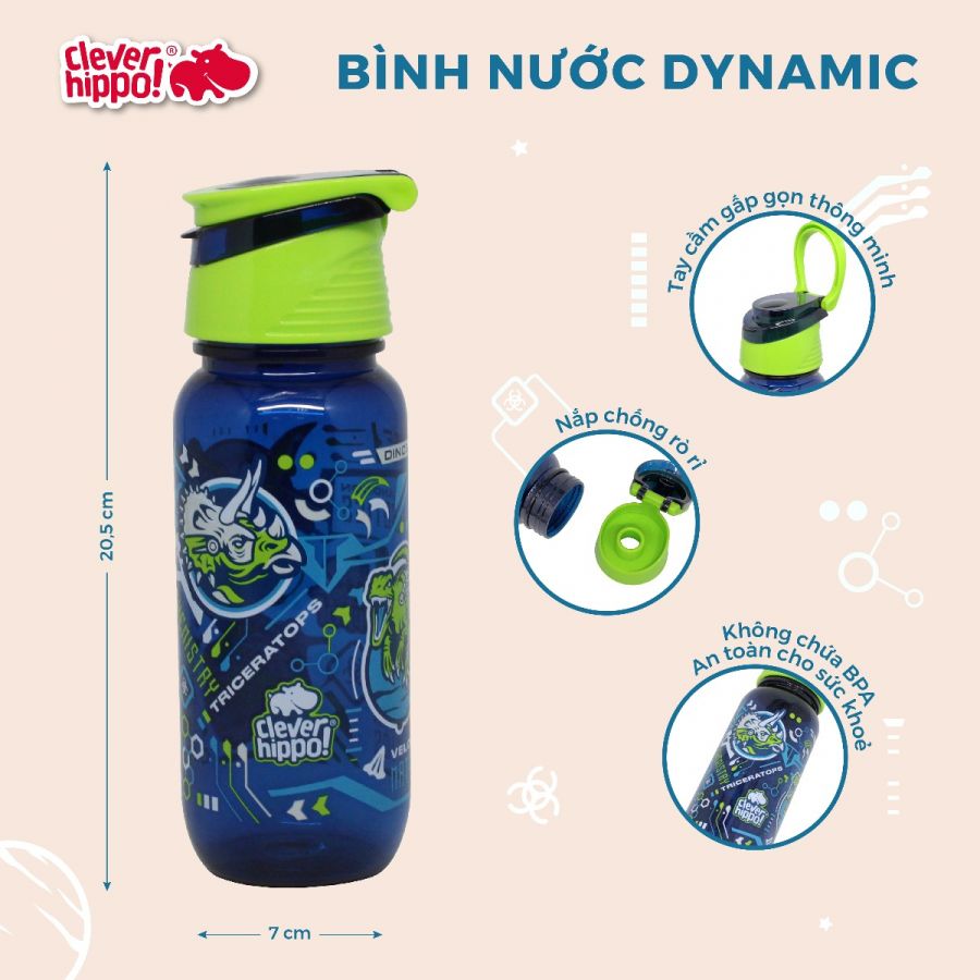 Bình Nước Nhựa Dino Mech Rex CLEVER HIPPO WB01/NAVY