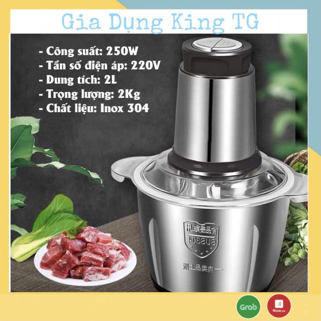 Máy Xay Thịt Đa Năng Cối Inox 304,4 Lưỡi Dao Thép Không Gỉ,Say Sinh Tố Thịt, Cá, Rau Củ Hoa Quả - King