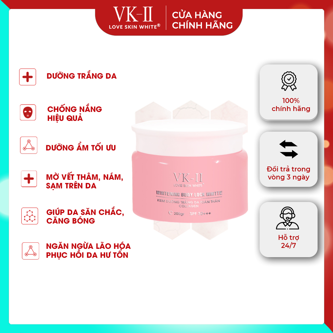 Kem Body Dưỡng Trắng Da Collagen 200g VK II