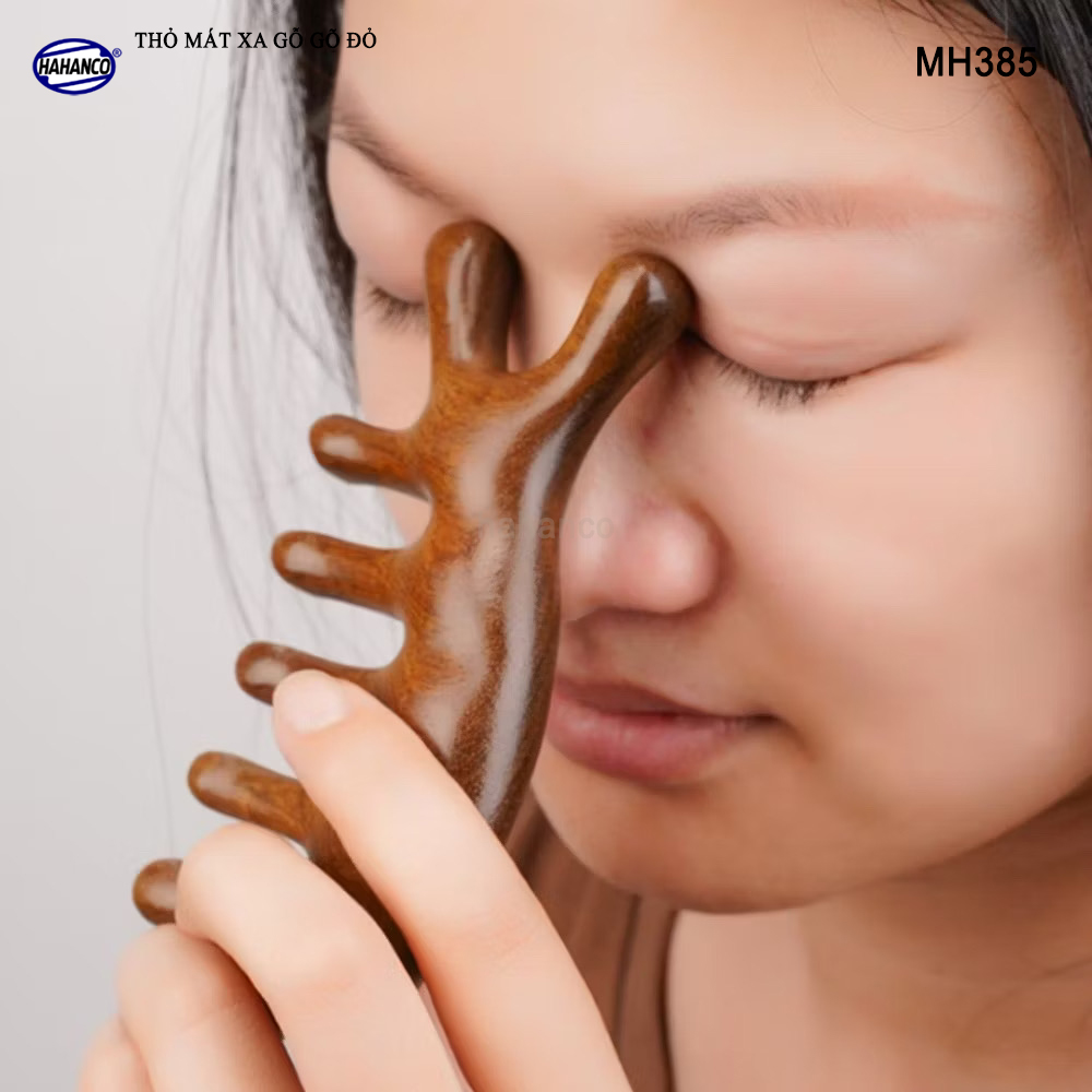 Dụng Cụ Mát Xa Tai Thỏ 5 Răng Gỗ Gõ Đỏ Thư Giãn Giảm Dụng Tóc - HAHANCO - MH385