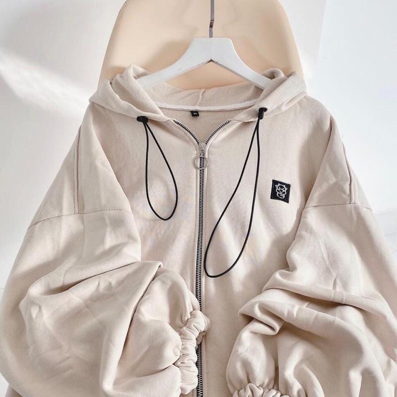 Áo khoác dây kéo nỉ lót bông logo Bò Cow thêu unisex