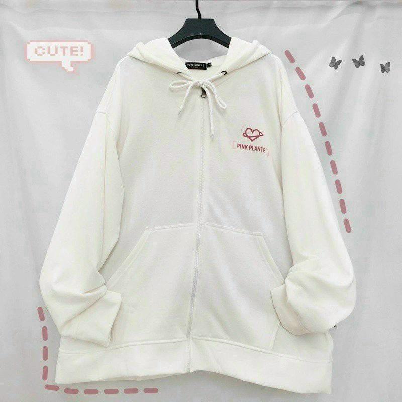 Áo Khoác Nỉ Hoodie Zip Moon Pink Siêu Hot Form Unisex In Đẹp