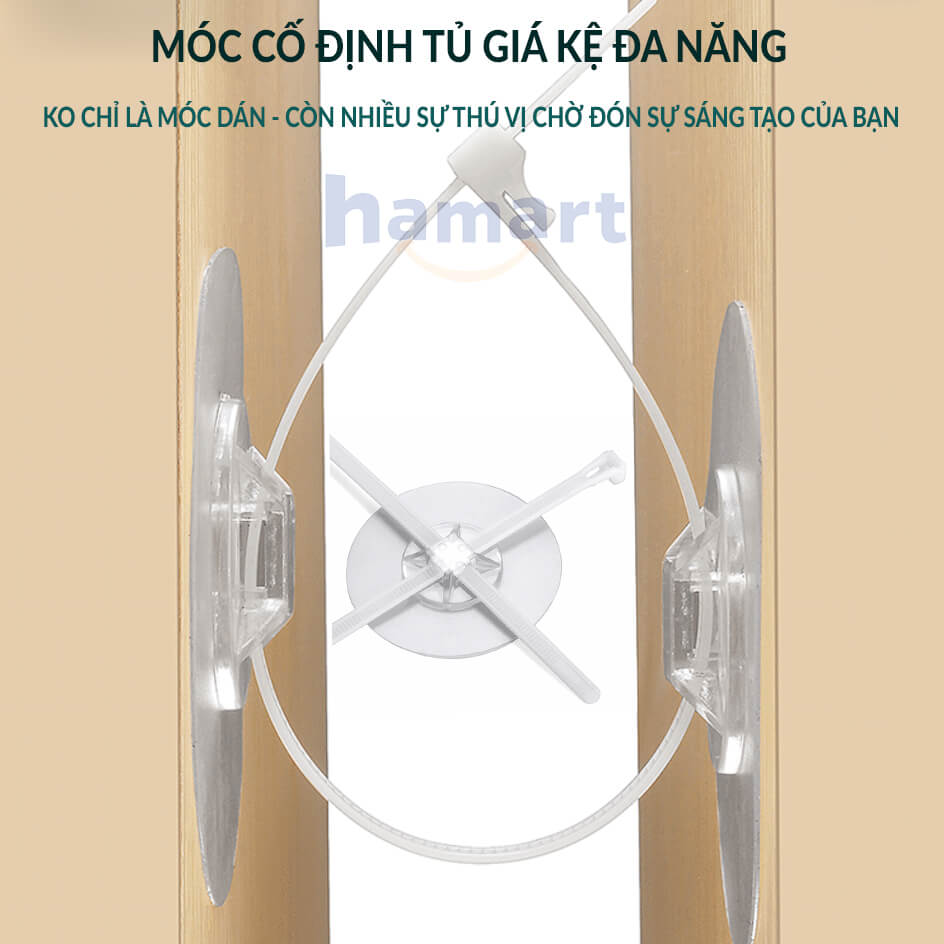 Móc Khoá Cố Định Tủ Chống Đổ Hamart Dán Tường Cố Định Nội Thất Kèm Đai Rút Lạt Nhựa An Toàn Cho Bé