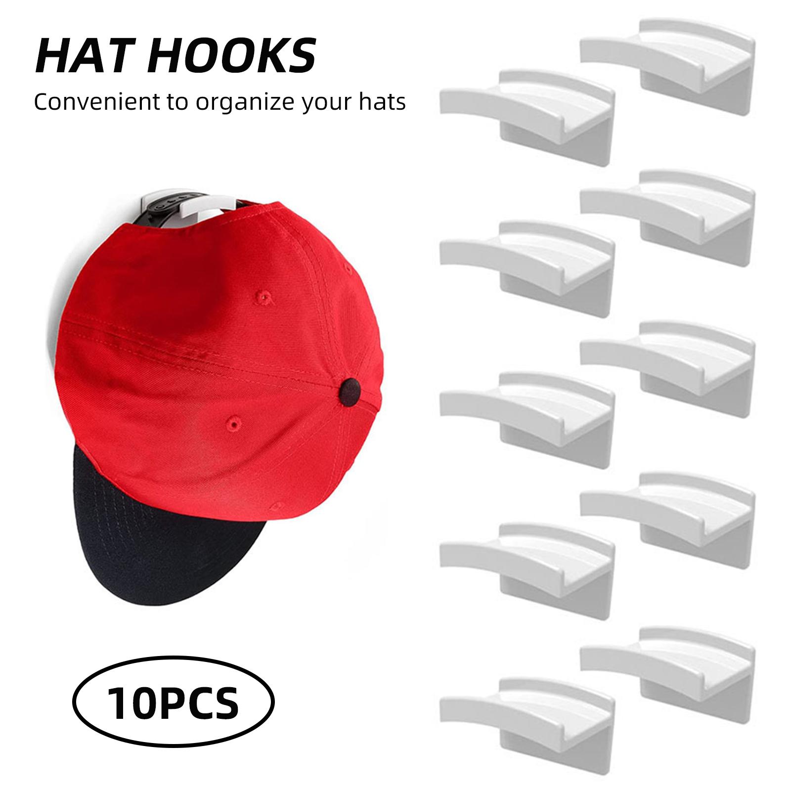 10PCS Hat Hook Self Adhesive Wall Mounted No Drilling Hat Rack Hat Hanger Holder for Hat Earphone Key Scarf