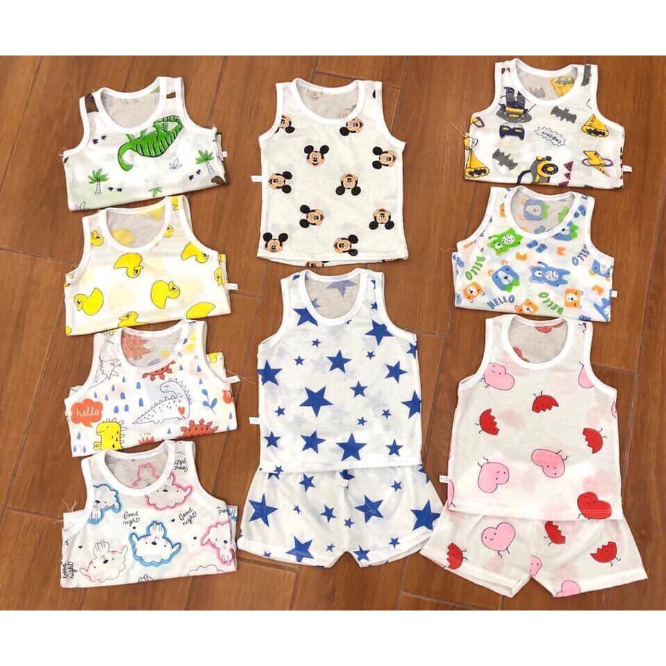 Bộ ba lỗ cotton thông hơi cho bé