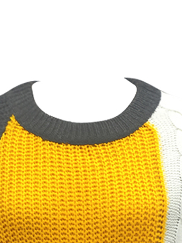 Women Knitted Sweater Color Block Batwing Sleeve Ribbed Splits Twist Autumn WinterCasual Loose Pullover
