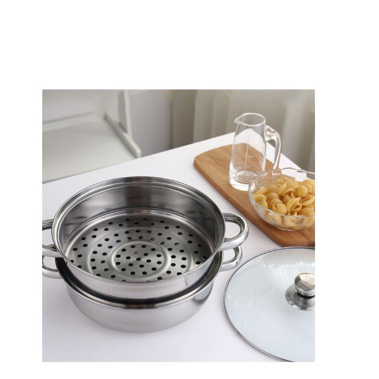 Xửng Hấp 2 Tầng Inox 304 Dùng Cho Bếp Ga, Bếp Từ (33Cm) - Hàng Loại 1