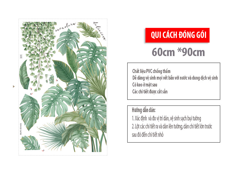 Sticker Giấy Dán Tường Decal Dán tường Mẫu Hoa Lá Cực Xinh ZH007