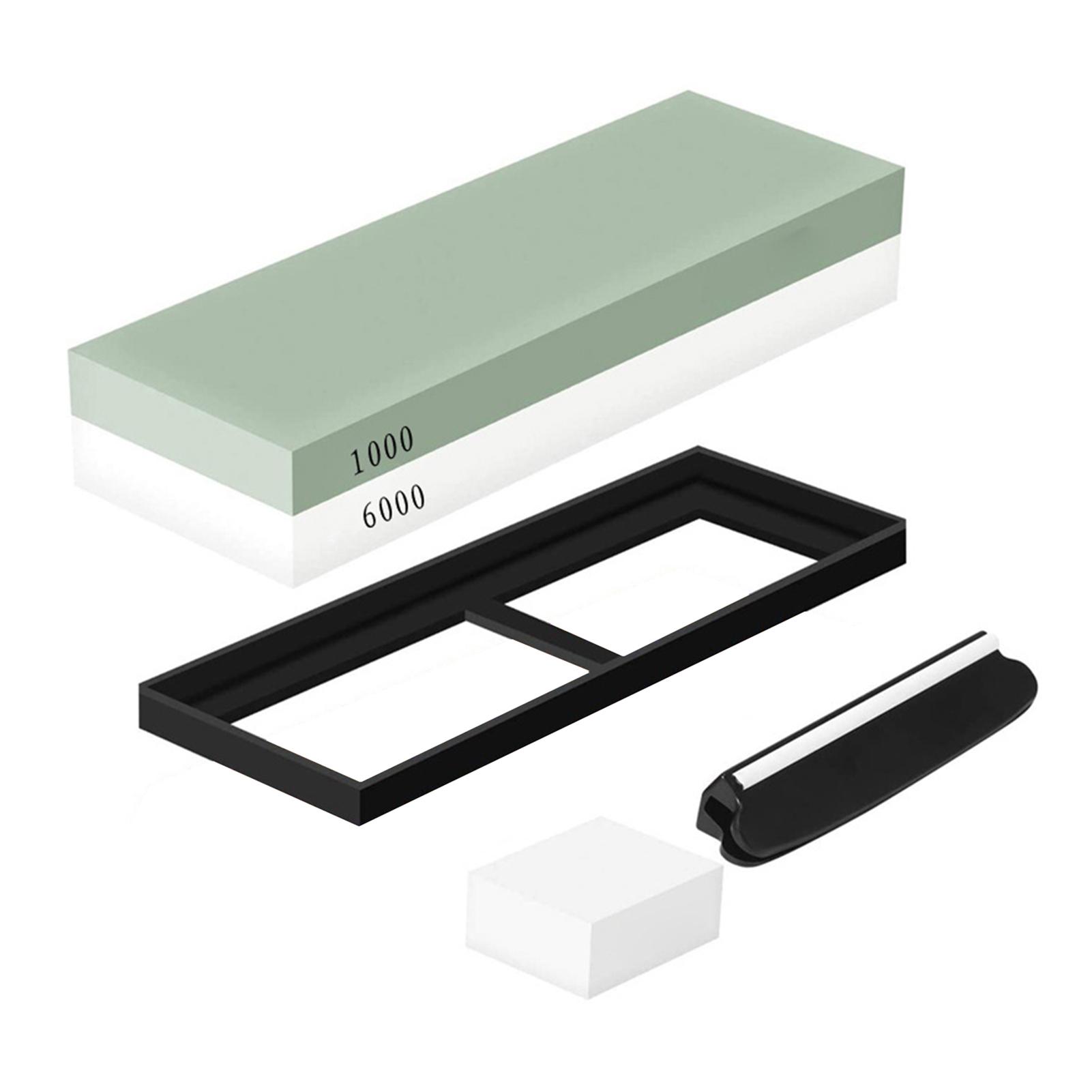 Đá mài hai mặt 1000/6000 Grit, có đế hướng dẫn góc bằng nhựa