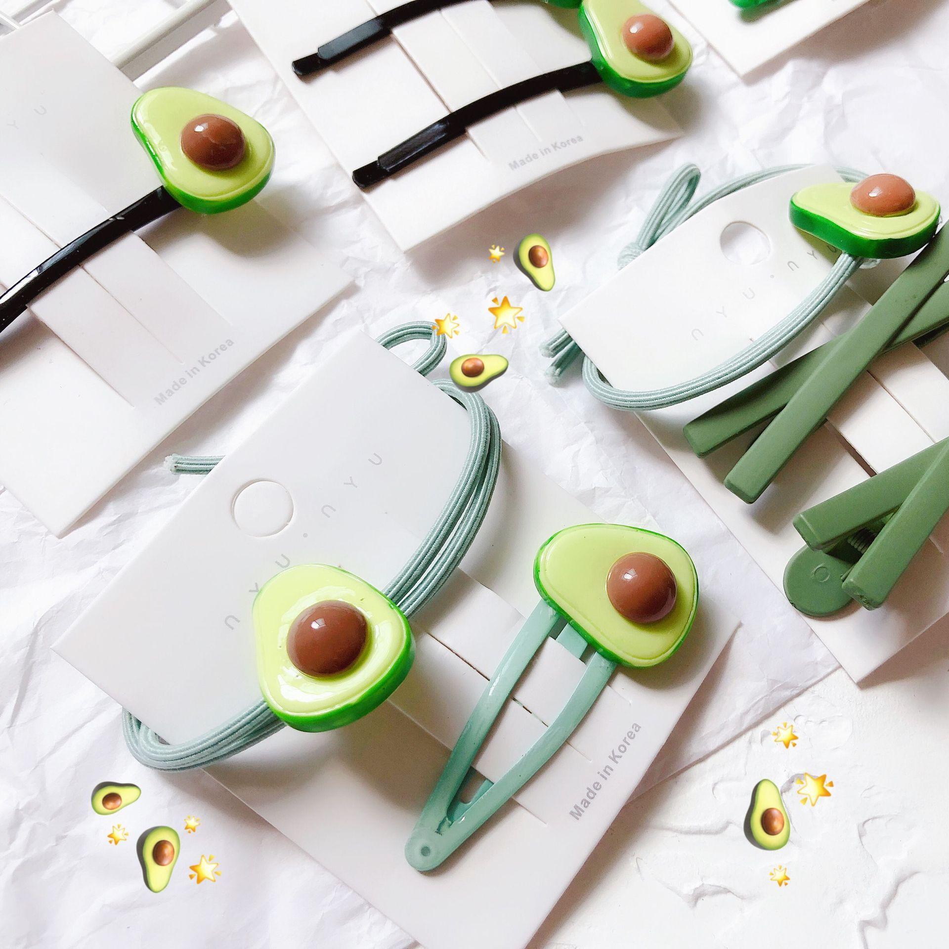 Set Cột Và Kẹp Tóc Màu Xanh Quả Bơ