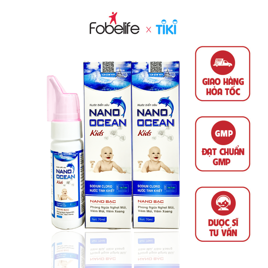Combo 2 Chai Xịt Nano Bạc Nước Biển Vệ Sinh Mũi Cho Trẻ Em Nano Ocean Kids