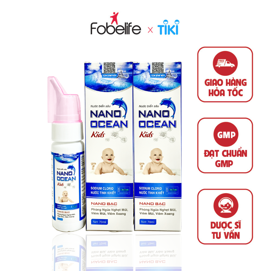 Combo 2 Chai Xịt Nano Bạc Nước Biển Vệ Sinh Mũi Cho Trẻ Em Nano Ocean Kids ( Chai 70 ml )