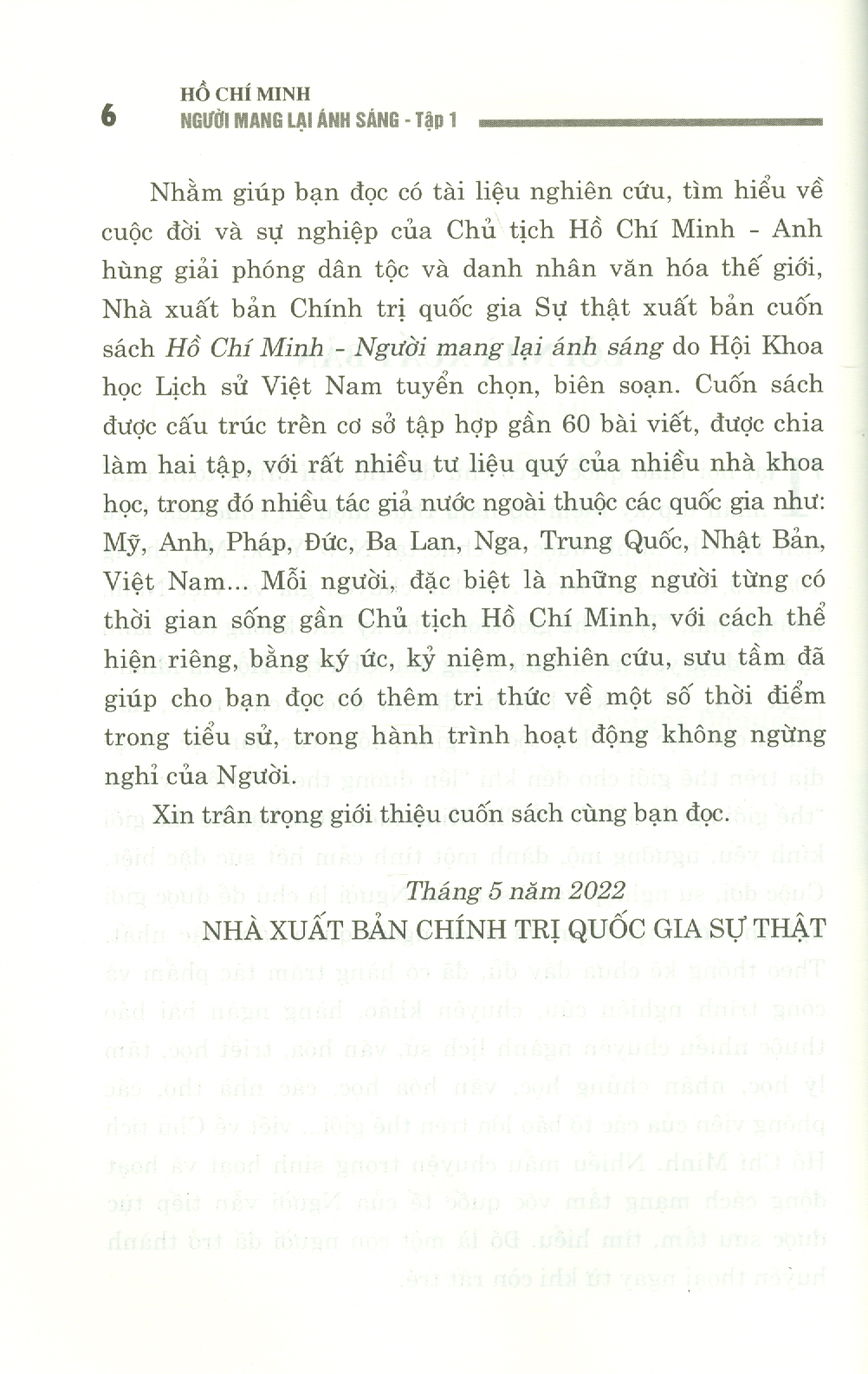 HỒ CHÍ MINH - Người Mang Lại Ánh Sáng - Tập 1