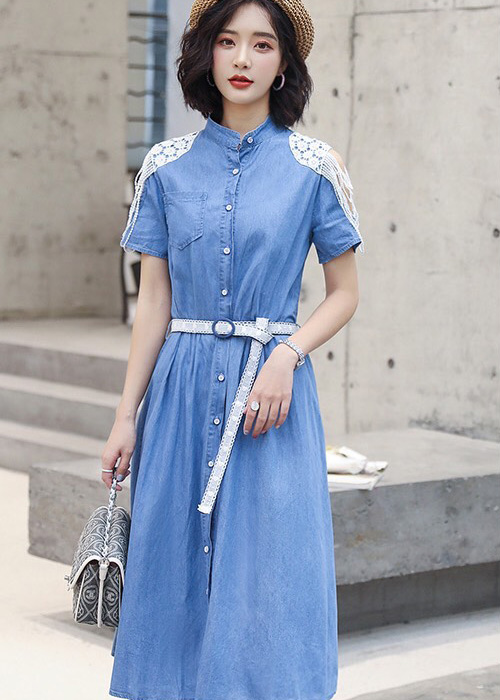 ĐẦM JEAN VAI PHỐI REN NỮ TÍNH D791