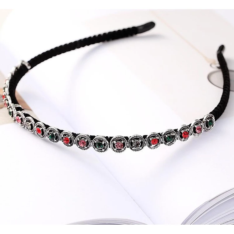 Cài tóc đen đính đá hình học