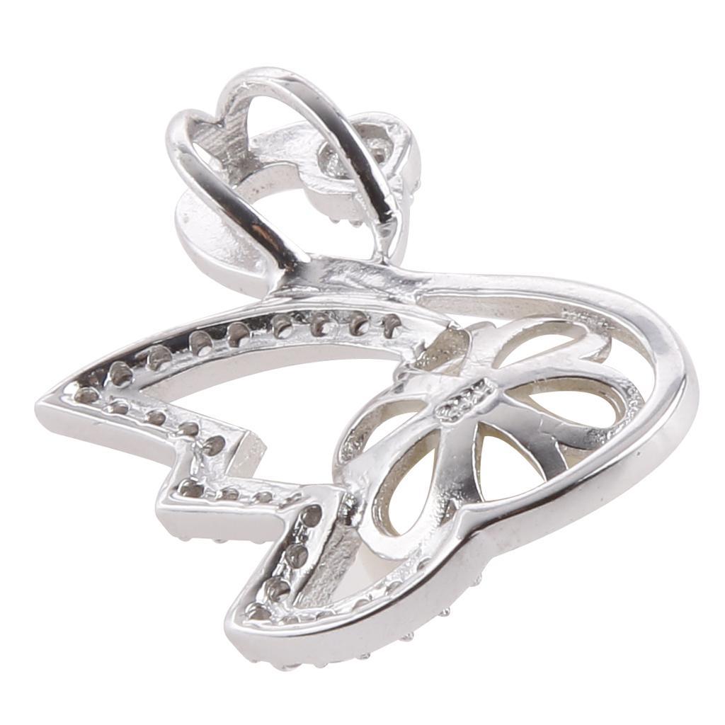 Sparkly Clear White Genuine Freshwater Pearl Swan Necklace Pendant Jewellery