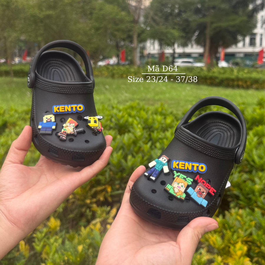 Dép Sục Clog KENTO cho bé trai bé gái 3 - 12 tuổi chống hôi chân, chống trơn, hỗ trợ chống bẹt chân đi học đi chơi NHÍM SHOP D64