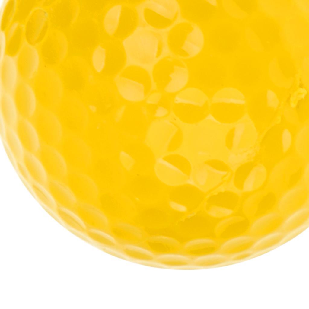 2xElastic Synthetic Rubber Golf Ball Training Practice Ball Yellow 42.6mm
