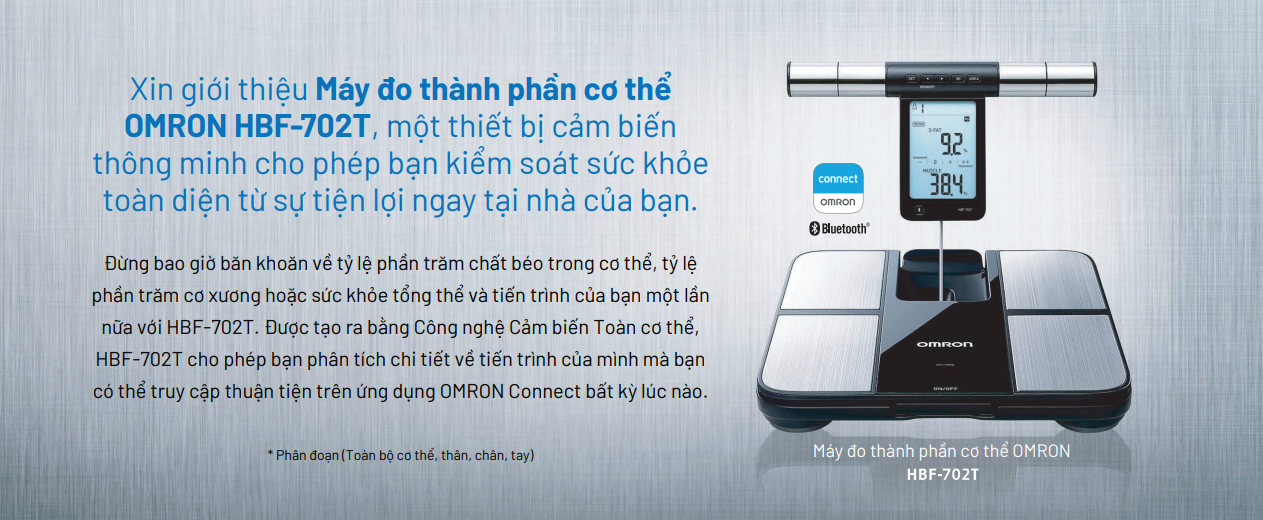 Máy Đo Thành Phần Cơ Thể OMRON HBF-702T Cao cấp - Kết Nối Điện Thoại - Thương Hiệu Nhật Bản