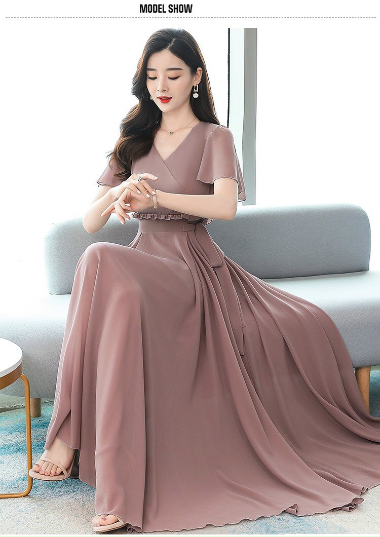 ĐẦM MAXI CỔ V CÁCH ĐIỆU EO DỄ THƯƠNG