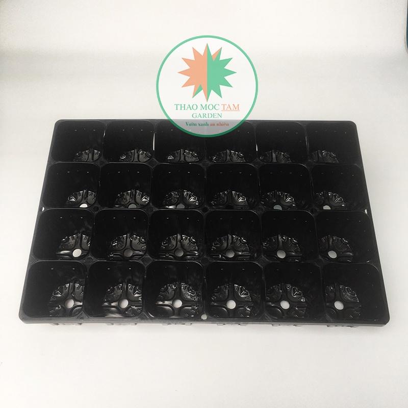 Bộ Khay 24 lỗ + 24 Chậu ươm 9.0 chuẩn Nhật - Khay ươm cây con, cây giống làm vườn