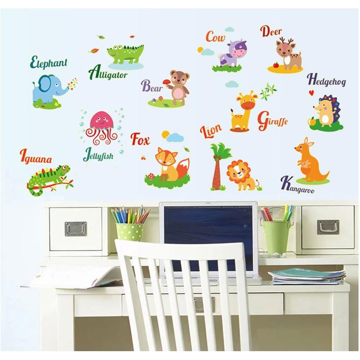 Decal trang trí dạ quang thú tiếng anh