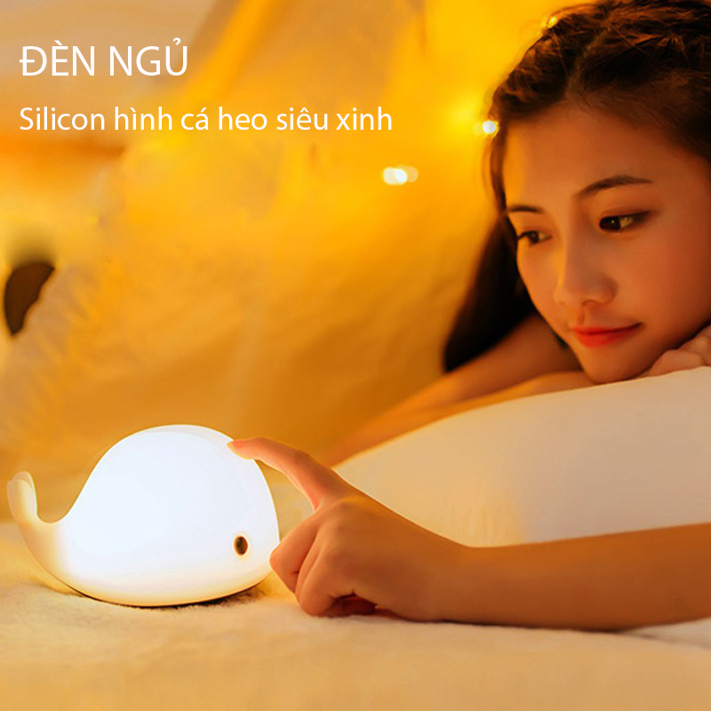 Đèn ngủ silicone led cảm ứng đổi màu hình Cá Heo Dolphin cực xinh Venado