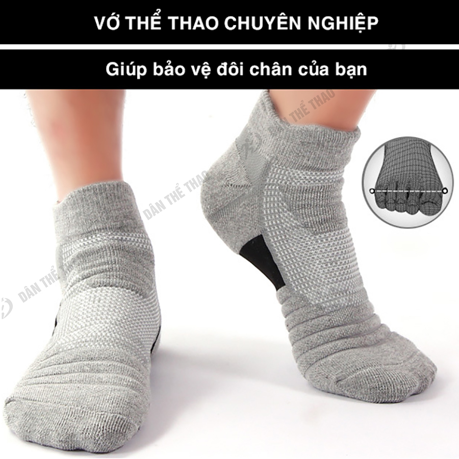 Tất chống trơn chống trượt chuyên dụng chạy bộ, bóng rổ, bóng đá, đi xe đạp, quần vợt - Tất nam dày dặn thiết kế thoáng khí êm chân