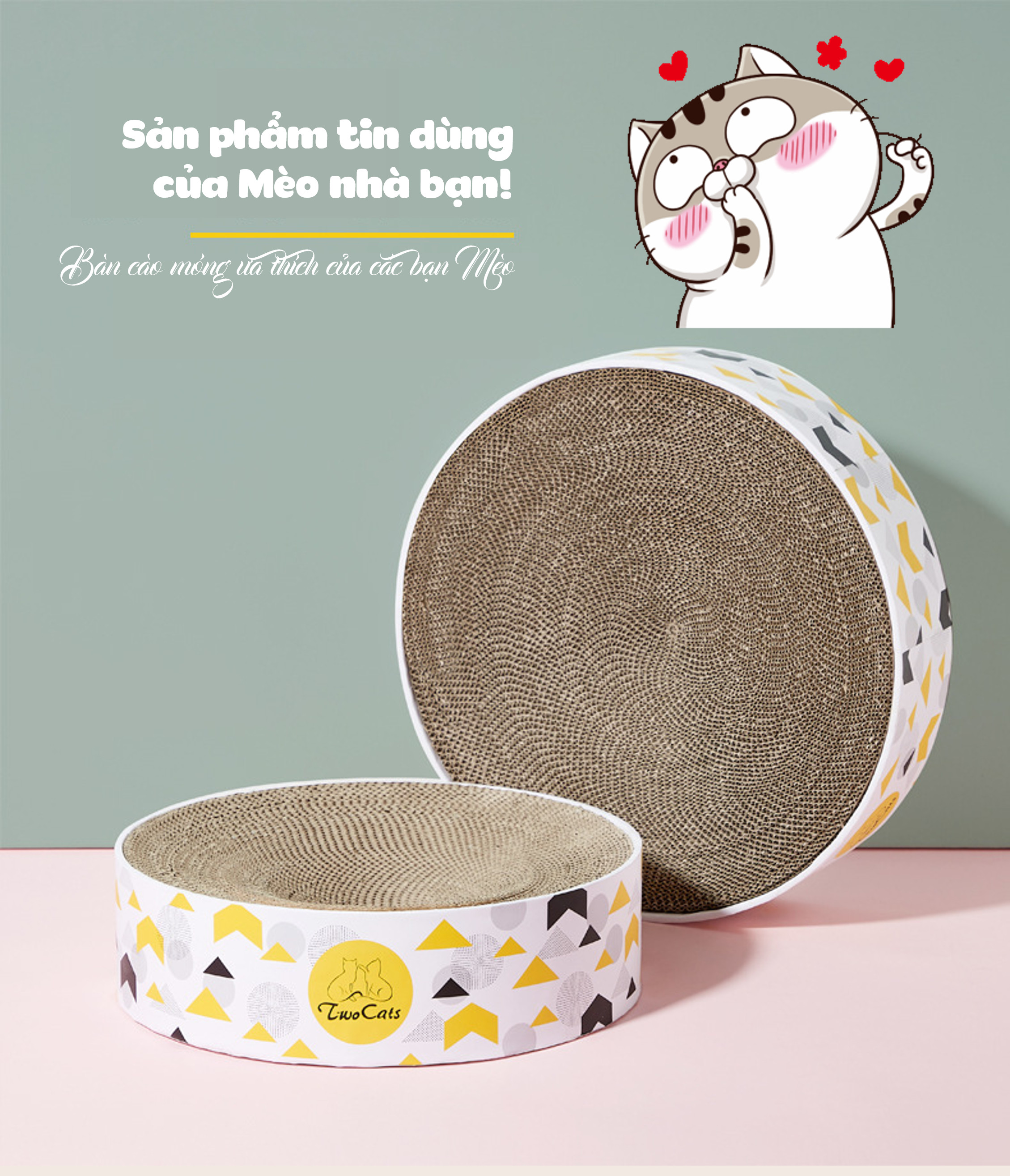 Bàn cào móng hình tròn cho mèo (tặng kèm catnip bạc hà) để các bé mèo cào móng, giảm stress, hạn chế phá đồ, cào hư đồ trong nhà, nằm ngủ, bàn cào móng mèo bìa catton