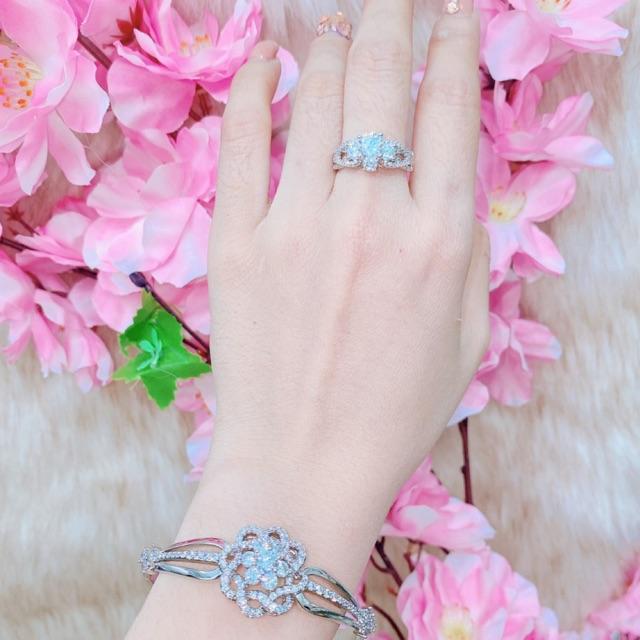 Set vòng nhẩn tay mạ vàng trắng RCLN