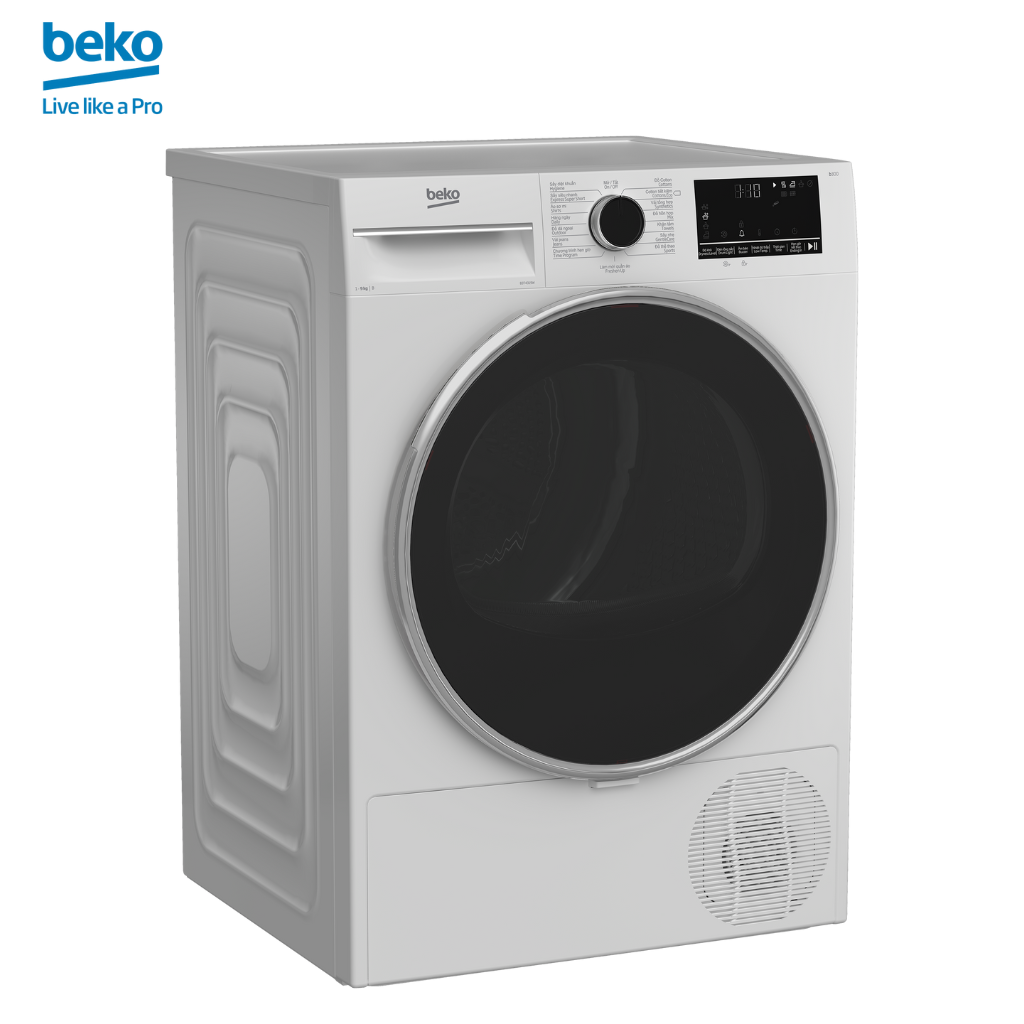 Máy Sấy Quần Áo BEKO Công Nghệ Sấy Ngưng Tụ 9Kg, Sấy Siêu Nhanh, Chống Nhăn, Lọc Bụi Vải - B3T4319W - Hàng Chính Hãng