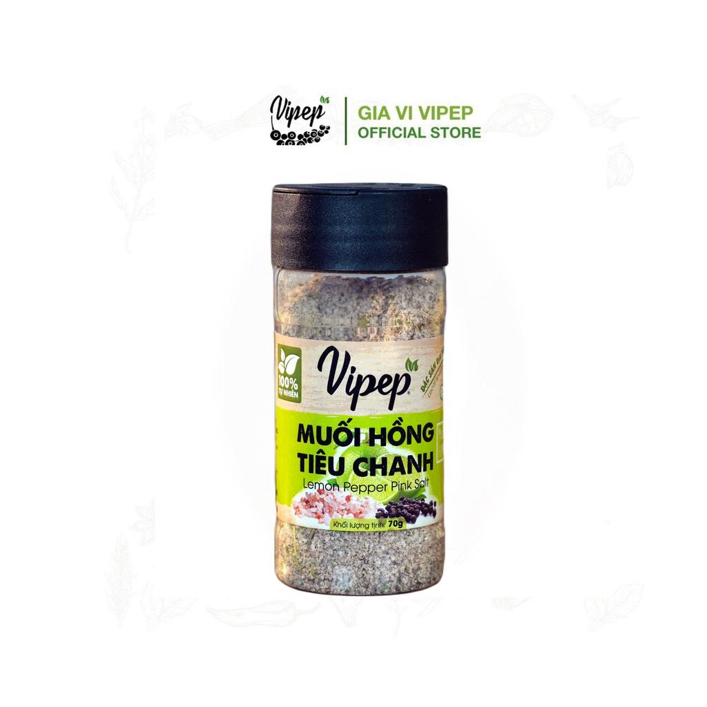 Muối hồng tiêu chanh 70g 100% Vipep, không chất tạo màu, gia vị tẩm ướp, nấu canh- TPMHTC001
