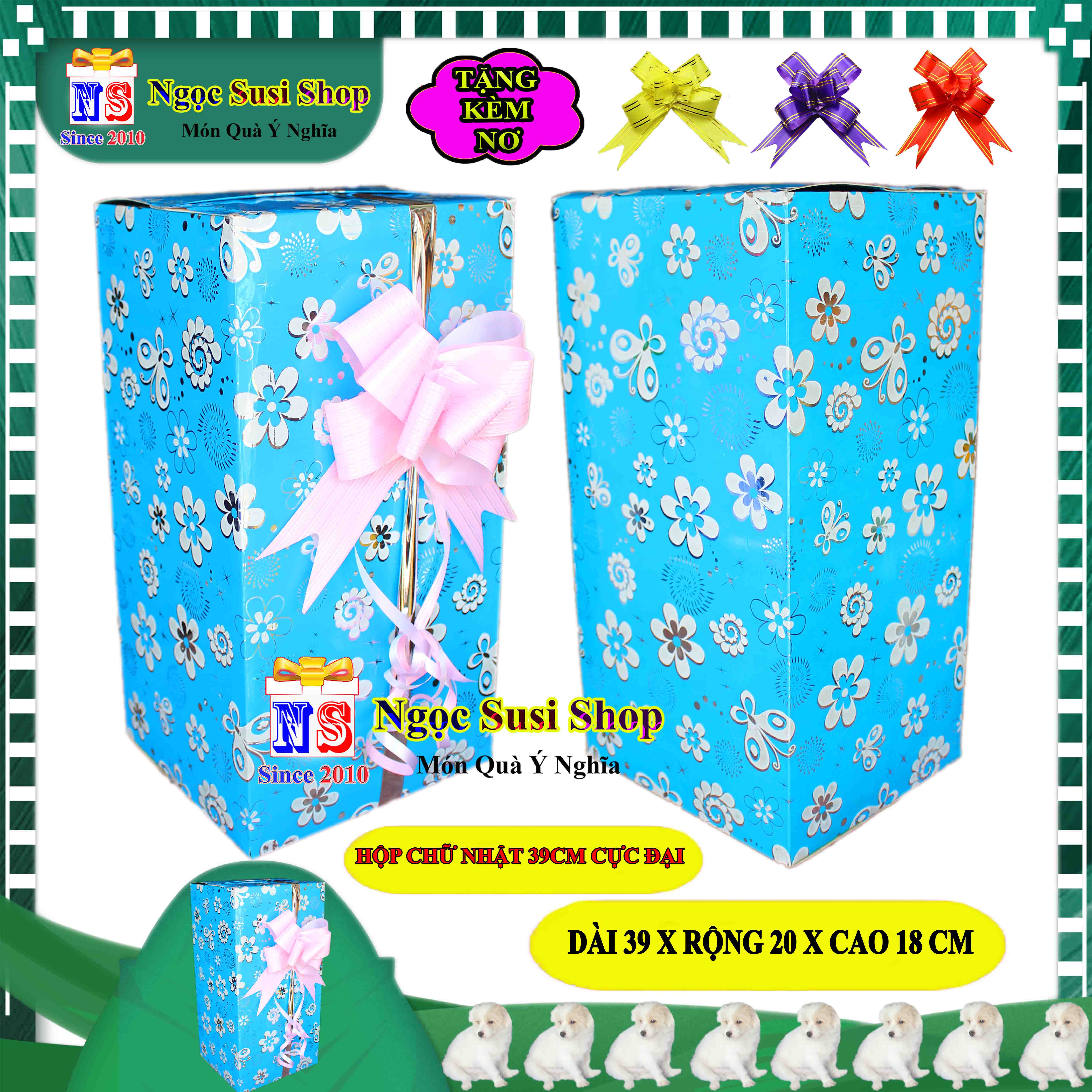 HỘP QUÀ CHỮ NHẬT SIZE CỰC ĐẠI 39CM NGẪU NHIÊN MÀU + TẶNG KÈM NƠ 5CM - HỘP QUÀ TẶNG GIẤY KIẾNG