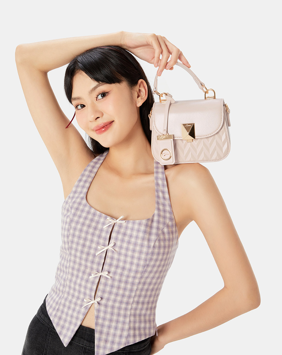 Túi Xách Nữ Thời Trang JUNO Cỡ Nhỏ Top Handle Dập Hoạ Tiết Phối Charm TXN781