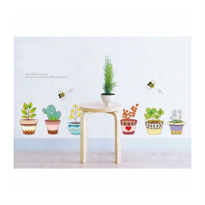 Decal Dán Tường Bộ 6 Chậu Hoa Xinh PK173