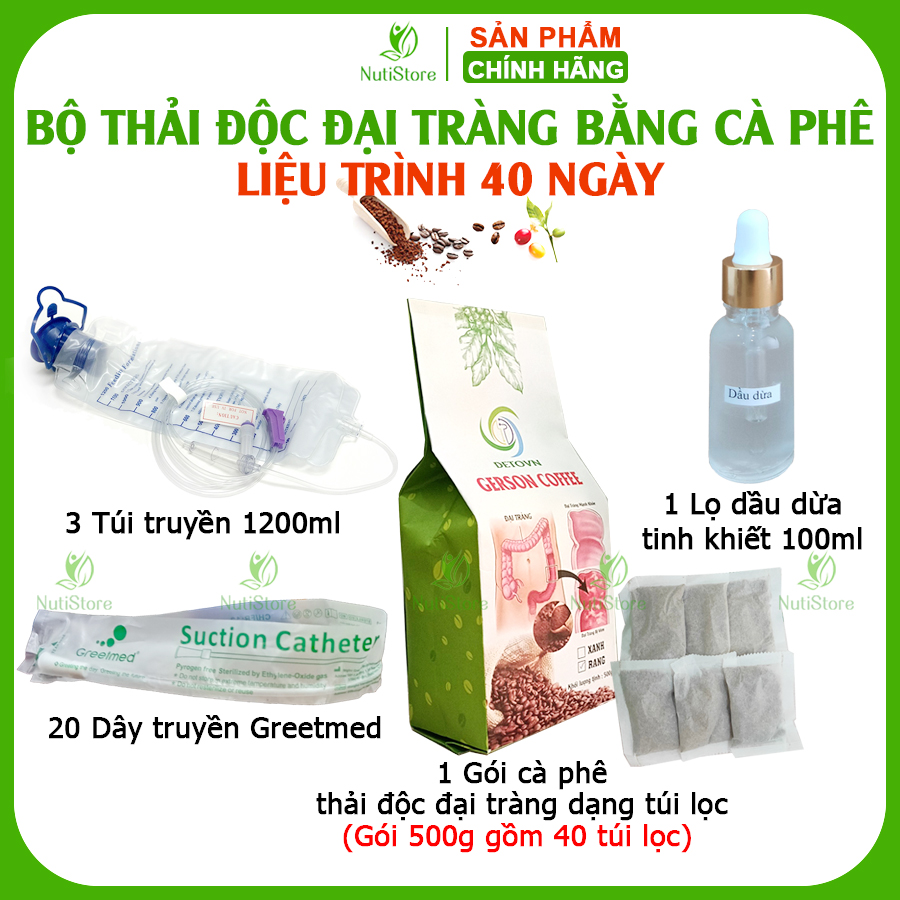 Bộ thải độc đại tràng bằng cà phê (Liệu trình 40 ngày), thải độc cà phê, thụt tháo đại tràng