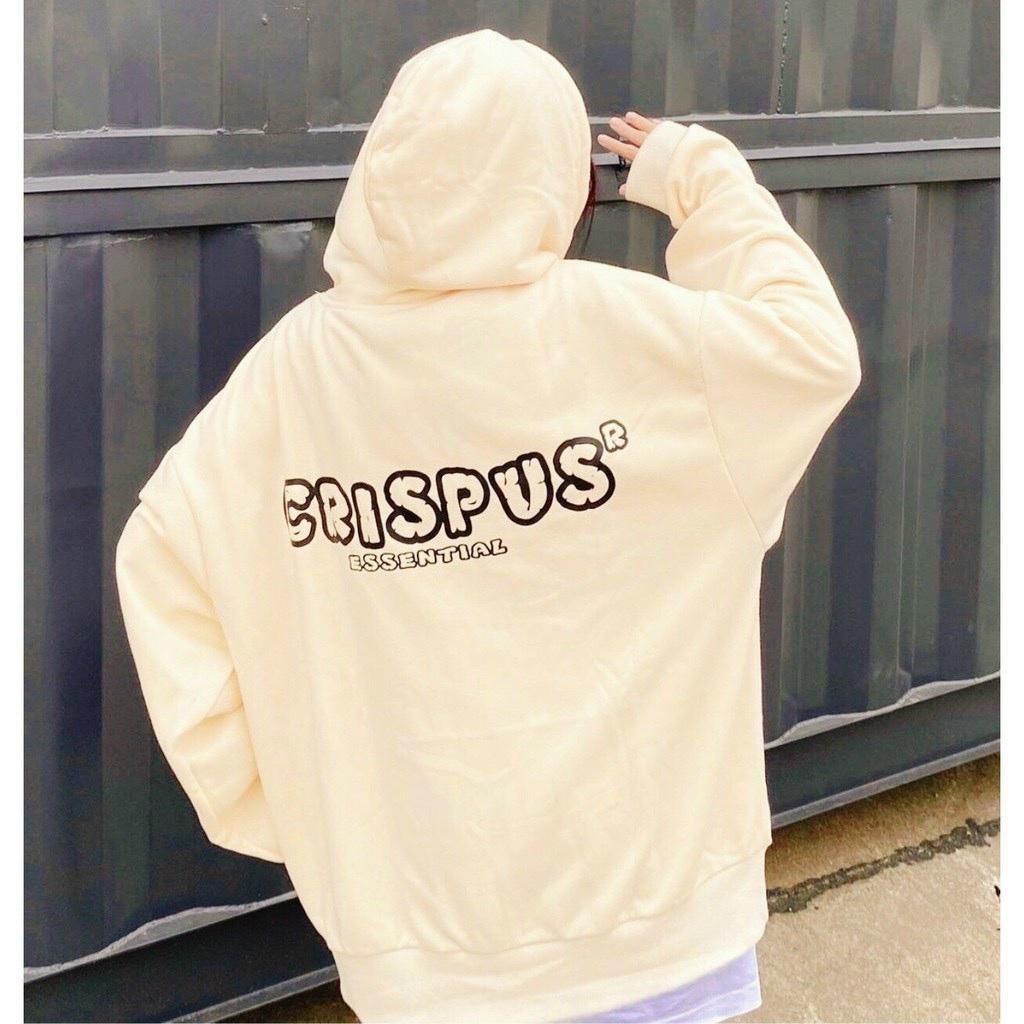 Hình ảnh Áo khoác nữ in hình CRISPUS chất nỉ khoá kéo cotton trần bông 2 lớp form hoodie siêu rộng Unisex nam nữ