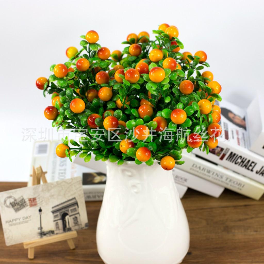 Cây giả- cây nhựa chery đỏ trang trí cao 30-35cm 8-10 quả trang trí nhà cửa, quán café