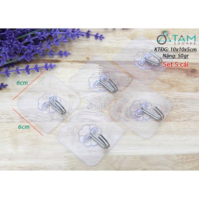 Set 5 móc treo đồ dán tường chịu lực 20Kg