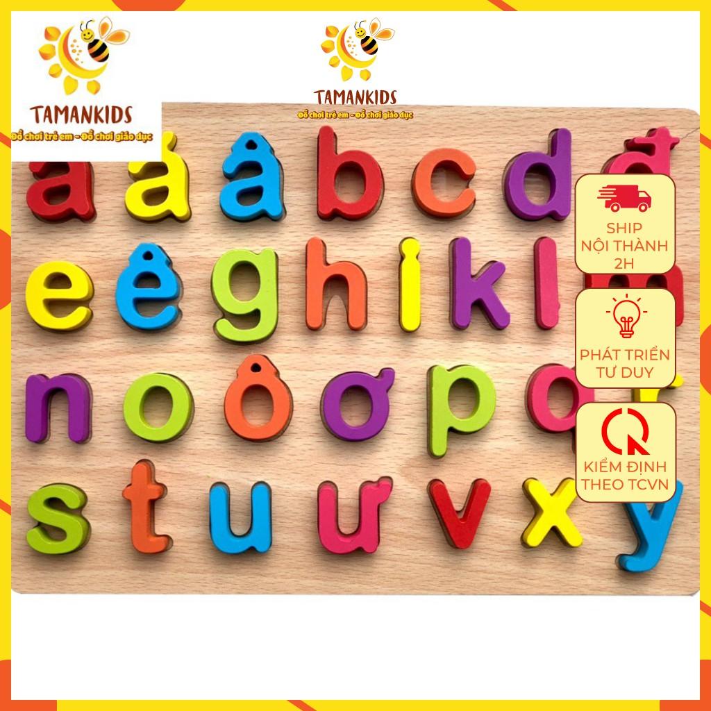 Bảng lắp ghép chữ cái tiếng Việt in thường bằng gỗ - Hàng Việt Nam giúp bé học chữ cái - Tamankids